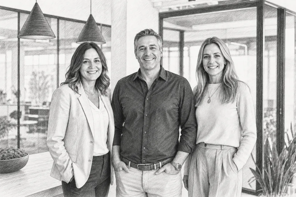 Ai Workflow Audit Luxury Real Estate: Reclaim 18 Hours Weekly 1 Three professionals standing together in a bright interior.