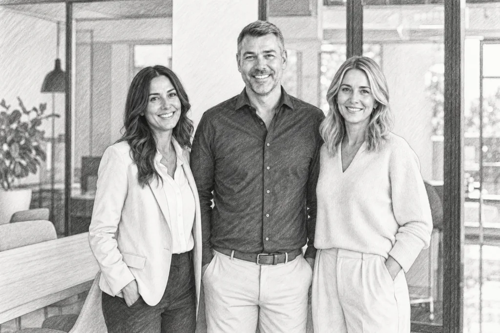 Protect Spend: Marketing Reimbursement Clause Listing Agreement 1 Three adults standing together indoors.