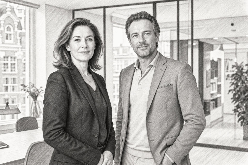 Luxury Real Estate Career Compounding: The 20-Year Math 1 Two adults standing together indoors.