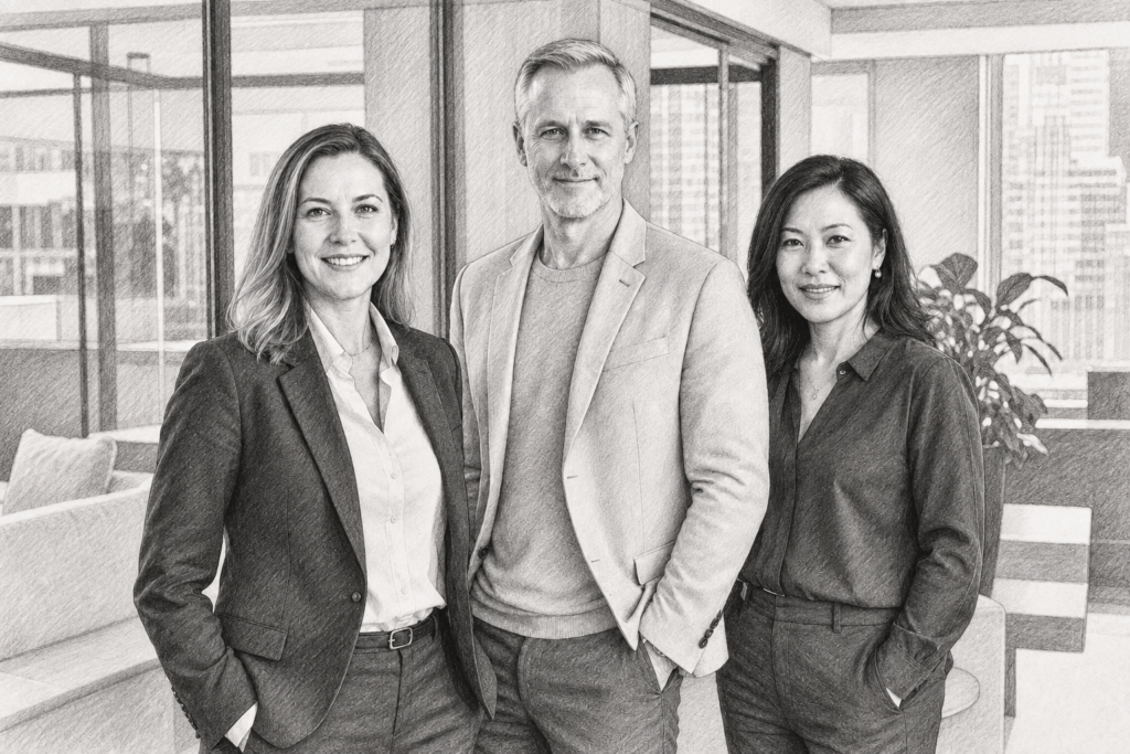 Stop Missing Listings: Builder Spec Inventory Conversations For Agents 1 Three professionals standing together in a bright interior.