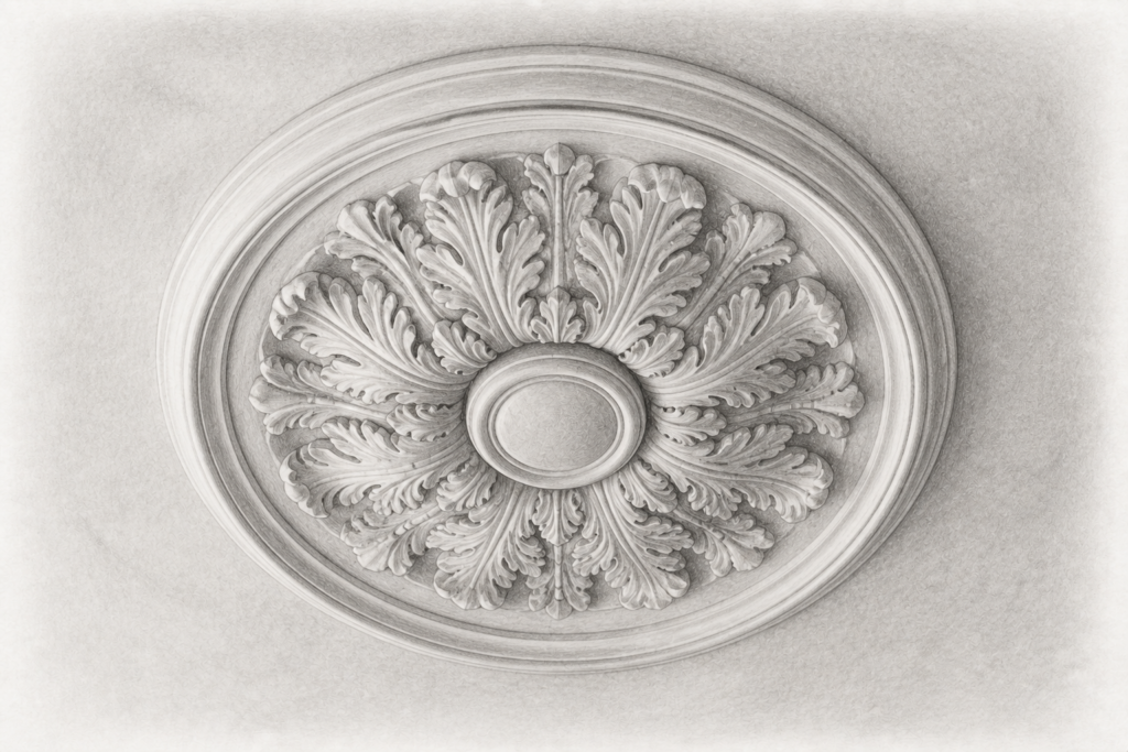 Consulting For Your Role In Real Estate 1 Charcoal detail of a carved plaster ceiling rosette.
